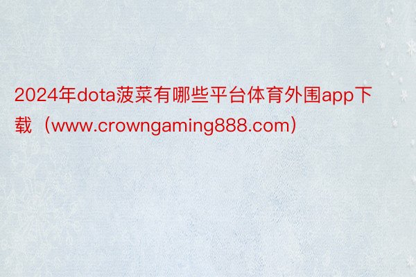 2024年dota菠菜有哪些平台体育外围app下载（www.crowngaming888.com）